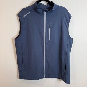 MICHEL‎ ROUEN Performance Vest Men's XL Blue Full Zip Sleeveless Golf Jacket